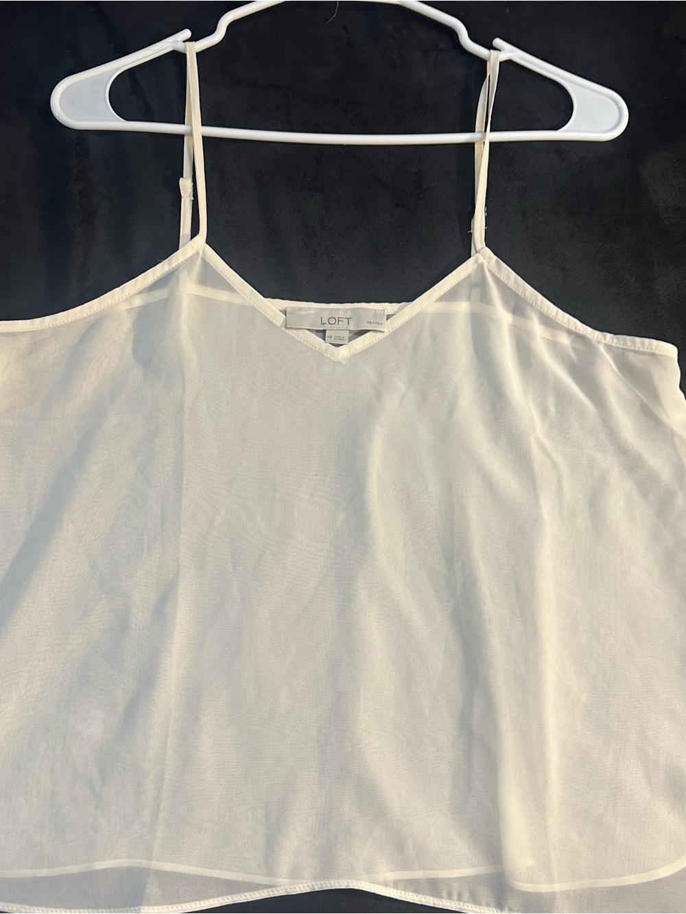 LOFT Petites White Sheer Layered Spaghetti Strap Camisole Tank Top Size MP